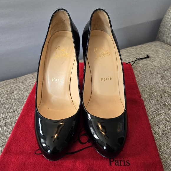 Christian Louboutin RonRon Wedges (blk, sz 37) - Picture 2 of 10